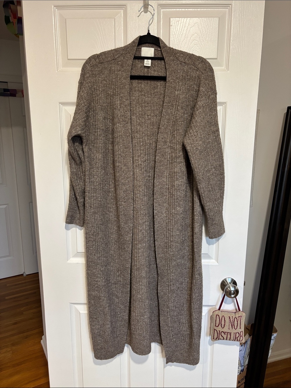 H&M Brown Light Weight Long Duster Open-Front Knit Cardigan Size Small